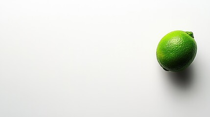 Poster - Fresh green lime isolated on a clean white background showcasing its natural texture and vibrant color for culinary and beverage use