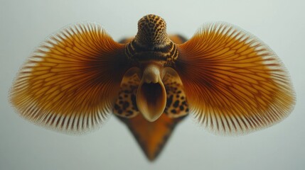Aufkleber - Close-up of an orange and brown orchid with intricate petal details, set against a plain white background, floral, nature, beauty, macro photography.