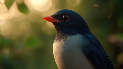 Aufkleber - Close up of a vibrant red-billed blue magpie showcasing its striking colors and details in a natural setting with soft bokeh background.