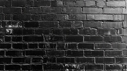 Poster - Vintage black brick wall texture with weathered and damaged appearance ideal for backgrounds and architectural design projects