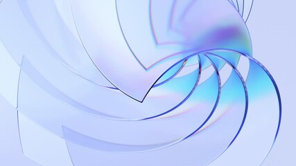 Aufkleber - Abstract background design, movement of curved glass shapes, 4k seamless looping animation, 3d render