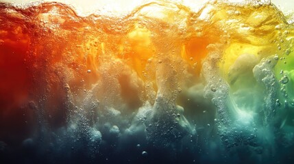 Aufkleber - Vibrant colors of green and red swirl together in a glass filled with water showcasing captivating liquid motion and bubbles