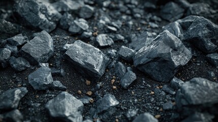 Poster - Close up of various construction debris featuring different types of rocks and bricks on a gritty surface suitable for industrial themes