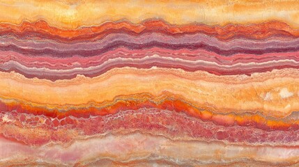 Poster - Colorful layered marble texture background with warm orange and pink hues showcasing natural stone patterns and textures.