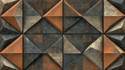 Aufkleber - Geometric ceramic wall and floor tiles with a rustic texture showcasing an abstract mosaic design for stylish bedroom decor