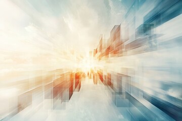 Poster - A vibrant abstract representation of futuristic cityscapes, blending colors and shapes to convey a sense of speed and innovation.