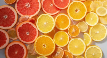 Wall Mural - Vibrant citrus medley of oranges, lemons, grapefruits