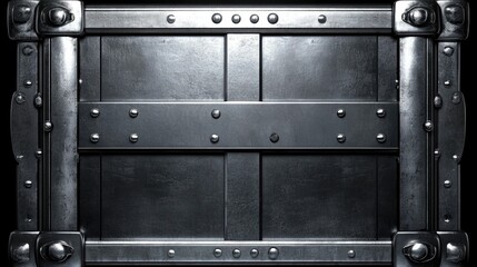 Poster - Textured metallic background with industrial rivets and panels for design and graphic use in various projects and creative applications.