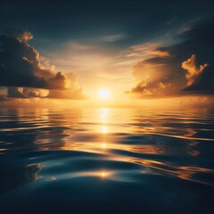 Poster - A serene ocean scene capturing the first light of sunrise The go
