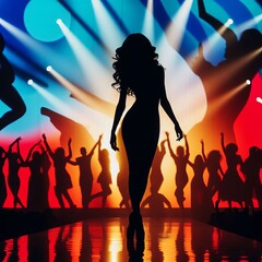 Poster - A silhouette of a performer against a colorful background