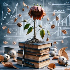 Poster - A wilting flower Symbolizing the lack of growth and development