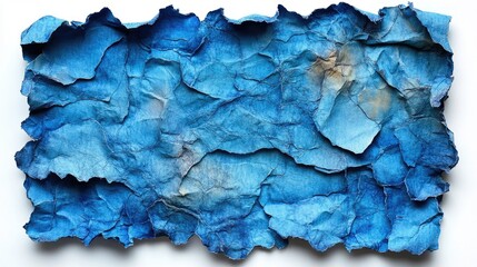 Fototapete - crumpled blue textured paper isolated on white background perfect for creative designs and artistic backgrounds