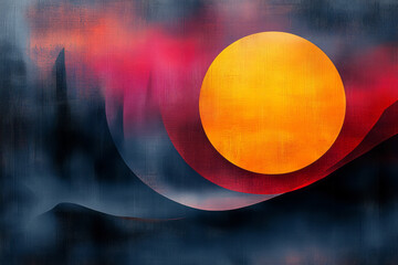 Poster - a painting of a sunset