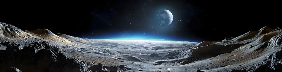 Wall Mural - panorama of distant planet system in space 