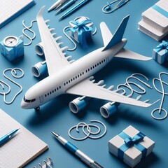 Poster - Airplane Notes Airplane shaped in white and blue