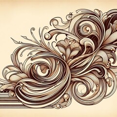 Poster - Art Nouveau Flowing lines and organic shapes with decorative ele