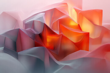 Poster - a close up of a red and orange abstract