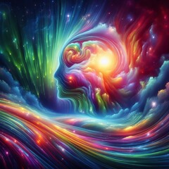 Poster - Aurora borealis waves of colorful thinking