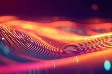 Abstract neon pink and blue high speed light waves on a black background