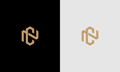 Aufkleber - initial letter NC or CN has a hexagonal base
