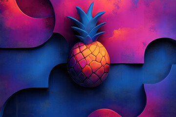 Poster - a pineapple on a puzzle piece