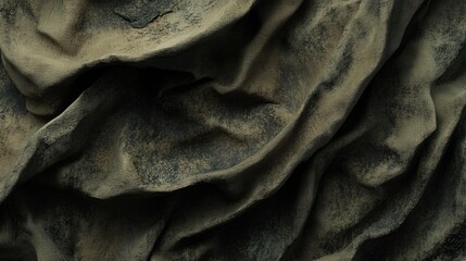 Poster - Detailed texture of crumpled aged brown paper, featuring deep folds and shadows, with a muted color palette, ideal for backgrounds or artistic projects, textured surface, vintage style.