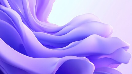 Fototapete - Abstract flowing purple fabric texture on a soft white background creating a serene and elegant visual atmosphere.