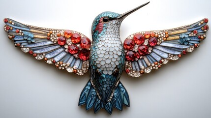 Poster - Colorful Hummingbird Artwork with Detailed Embellishments Ideal for Creative Projects and Background Variations