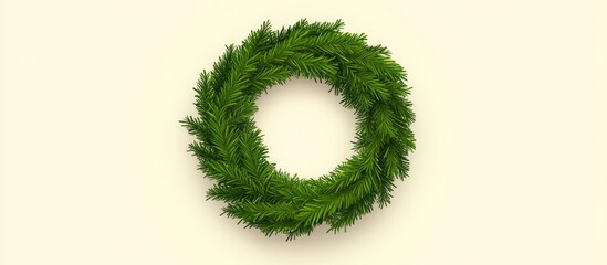 Aufkleber - Evergreen fir Christmas wreath elegantly displayed on a soft beige background perfect for festive seasonal designs and decorations