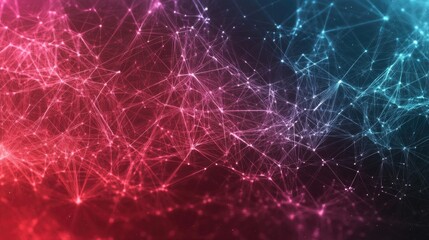 Poster - Network Data Visualization with Abstract Connections and Colorful Nodes Representing Big Data and Cloud Computing Concepts