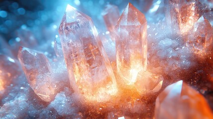 Aufkleber - Close up view of glowing crystals showcasing their natural beauty and intricate details in a vibrant and colorful setting