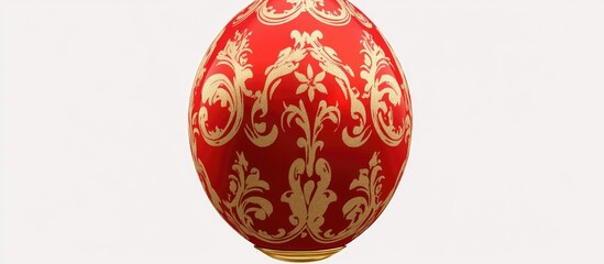 Aufkleber - Elegant red Christmas ornament with intricate golden design isolated on a clean white background for festive holiday decorations.