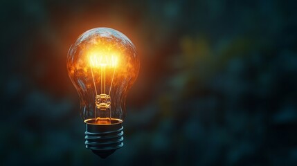 Aufkleber - An exquisitely crafted light bulb radiates a warm, glowing light, surrounded by a rich, dark backdrop. The intricate details capture the interplay of light and shadow beautifully
