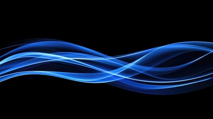 Aufkleber - Abstract blue smoke waves on a black background creating a sense of motion and depth for design and artistic projects.