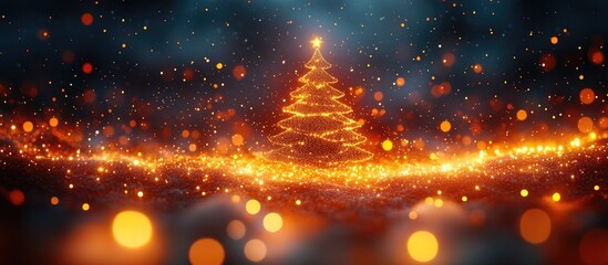 Poster - Christmas tree illuminated with festive lights creating an enchanting abstract background perfect for holiday celebrations and seasonal decorations