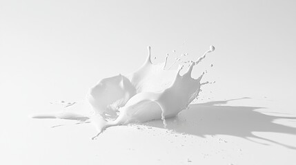 Poster - Abstract splash of white paint on a clean background creating dynamic motion and texture suitable for artistic or design projects.
