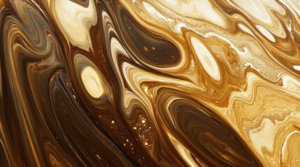 Aufkleber - Elegant swirling brown and gold marble texture with polished finish for luxurious backgrounds and designs