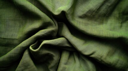 Poster - Green cotton fabric textured background ideal for interior design showcasing draperies and textiles with space for text placement.