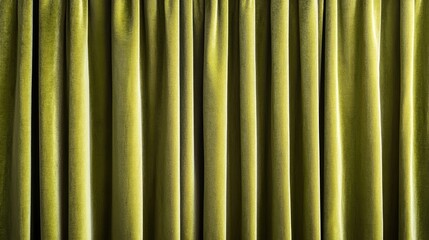 Poster - Luxurious velvet curtain texture in warm green hues creating an elegant abstract background with soft waves and rich depth.