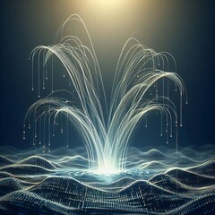 Poster - code lines spout upwards from the keyboard like a fountain with