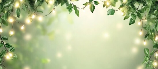 Aufkleber - Christmas backdrop with warm green lights and foliage creating a cozy atmosphere ideal for holiday greeting cards and seasonal promotions