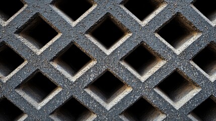 Poster - Textured grey cement bricks with diamond pattern ideal for construction and architectural design projects.