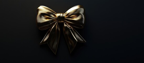 Poster - Elegant gold Christmas bow on a dark background showcasing luxurious holiday decoration and gift wrapping ideas