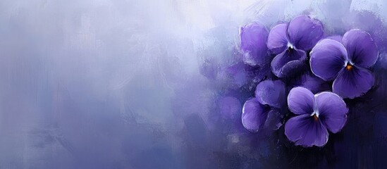 Aufkleber - Vibrant violet flower composition with soft blue background creating a serene and calming atmosphere for artistic applications