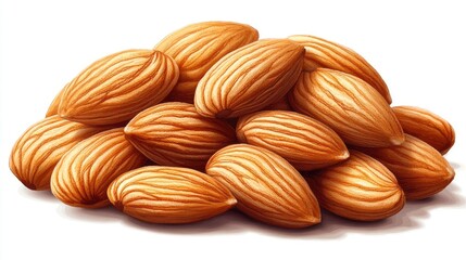 Aufkleber - Almond nuts arranged neatly on a clean white background ideal for health food promotion or culinary uses