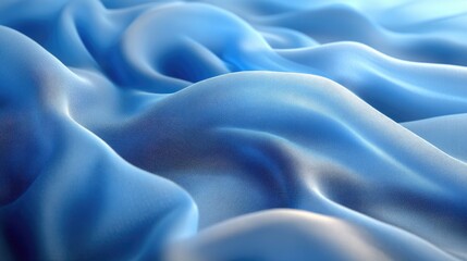 Poster - Elegant blue fabric texture showcasing soft folds and creases, ideal for backgrounds or textile design projects.