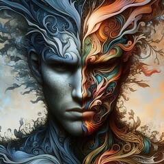 Aufkleber - conflicted a torn divided self a sense of internal conflict and