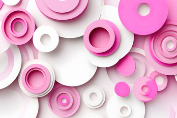 Poster - Dynamic pink and white circular paper art installation contemporary gallery design display modern environment abstract viewpoint