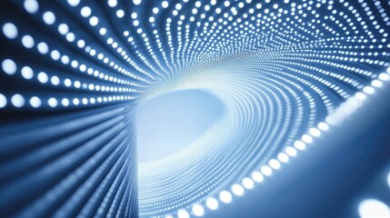 Fototapete - Illuminated Abstract LED Light Tunnel Background in Shades of Blue and White for Modern Design Concepts