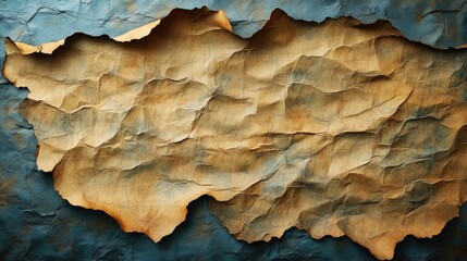 Poster - Textured aged paper backdrop with crumpled edges and warm, earthy tones, ideal for artistic or vintage-themed designs, backgrounds, craft projects, and presentations.